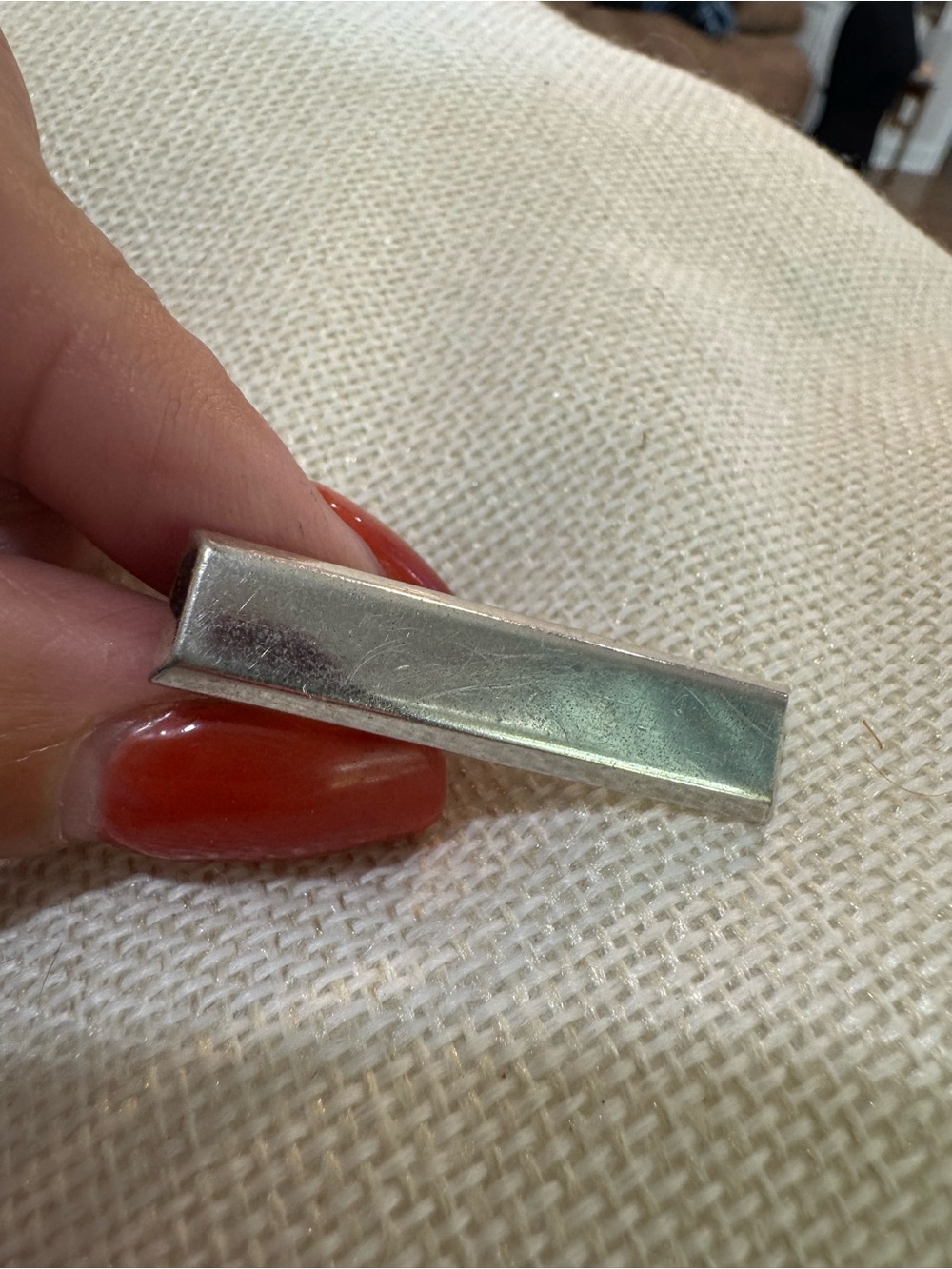 Minimalist Silver Tie Bar - Sleek Rectangular Design